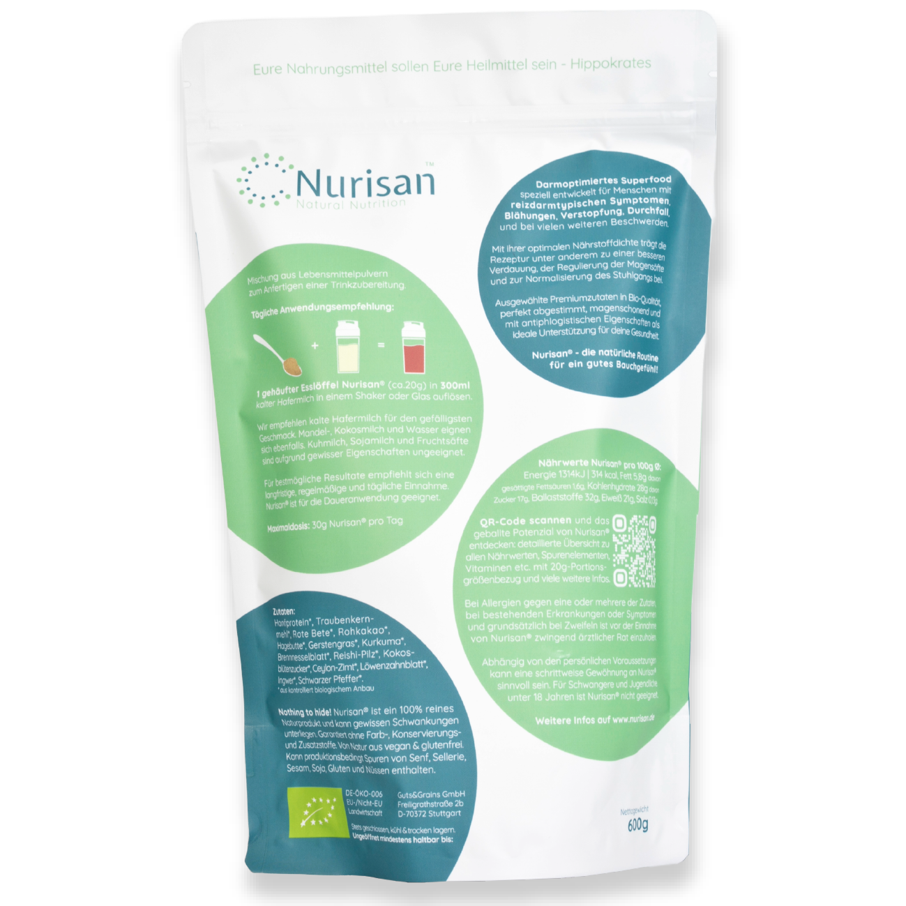 Nurisan® - Dein darmoptimiertes Superfood bei Reizdarm 600g <b>VORRATSPACKUNG</b> – Bild 2